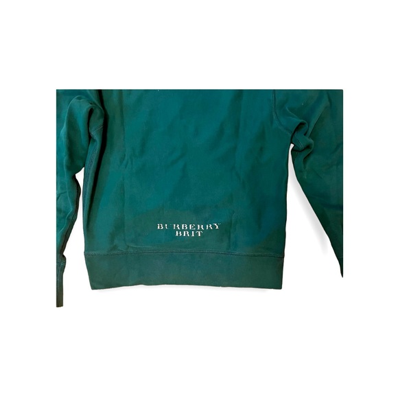Mens Burberry Brit sz Medium Green Weatherproof Crewneck Sweatshirt 100% Cotto - Picture 4 of 4